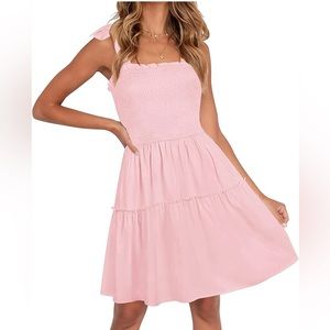 NWT Spaghetti Strap Sleeveless Square Neck Ruffle A Line Swing Mini Dress